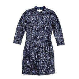 A Drea Blue Mid Sleeve Sequin Party Mini 3/4 Sleeves Above The Knee Dress size M